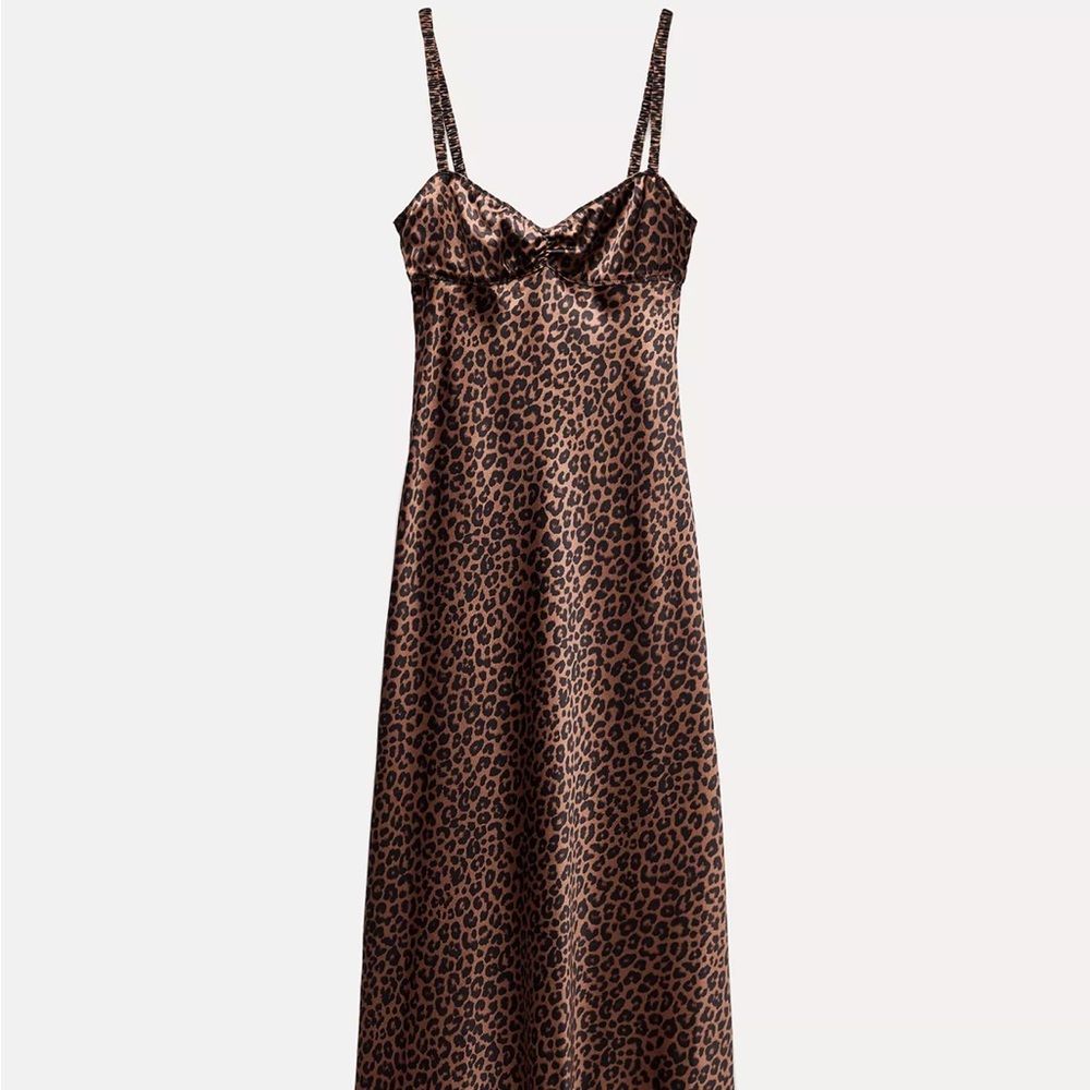 Zara Brown Leopard Satin Chemise